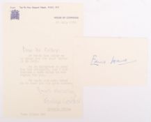 EDWARD HEATH - PRIME MINISTER - AUTOGRAPH & LETTER