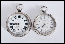 Two vintage early 20th Century silver hallmarked pocket watches comprising of an A Yewdall Leeds