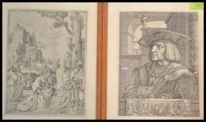 A pair of early 19th century prints after Lucas Van Leyden entitled ' Master of the Crayfish &