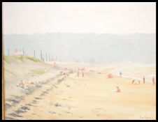 Ian Cryer PROI (Bn 1959)  A 20th century  oil on canvas painting of a beach scene in summer  being