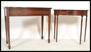 A good quality Georgian revival antique style mahogany serpentine fronted writing table desk being