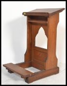 A mid 20th century golden ecclesiastical oak lectern - reading stand. The sloped top over column and