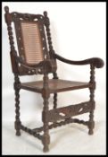 A 17th Century revival  oak carved armchair / chair dating to the Victorian period  The chair with
