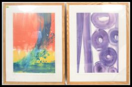 Two contemporary prints by artist Denise Duplock, the first entitled 'Elba' featuring an abstract