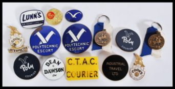 A collection of vintage 20th Century Travel Agents enamel badges, with badges for Polytechnic