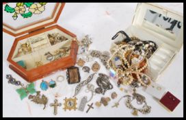 A collection of vintage costume jewellery to include a silver hallmarked pendant, silver earrings, a