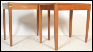 A pair of mid century Air Ministry marked office desks - writing tables in golden oak being raised