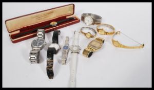 A collection of vintage watches to include a Rotary 9ct gold cased cocktail watch having a rolled