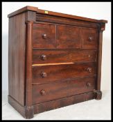 A 19th century Victorian Scottish mahogany chest of drawers. Raised on a plinth  base with columns