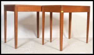 A pair of mid century Air Ministry marked office desks - writing tables in golden oak being raised