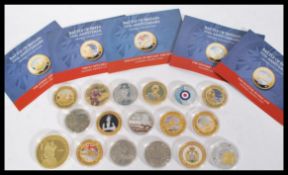 A collection of 17 Commemorative coins to include silver proof examples, coins to include crowns,