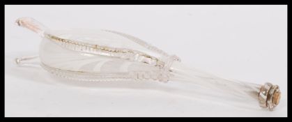 A 19th Century Victorian nailsea glass ornament in the form of bellows having white trailed