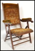 A Victorian 19th century mahogany folding campaign - steamer chair of good construction having the