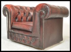 CHESTERFIELD OX BLOOD BUTTON BACK LEATHER ARMCHAIR