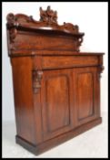 A good 19th century  Victorian mahogany chiffonier sideboard being raised on a plinth base with twin