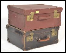 A vintage 20th Century Lloyds Bank Ltd leather and brass mounted case along with another similar