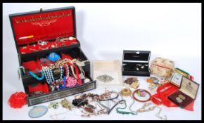 A collection of vintage costume jewellery to include  various bead necklaces, rhinestone
