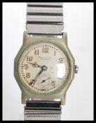 An early 20th Century Art Deco Bravingtons Wetrista gentleman's wrist watch having an angular