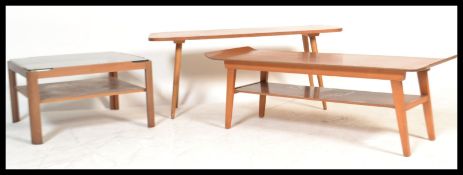 A group of vintage retro 20th Century teak furniture to include a Surfboard coffee table, a Myer