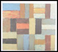 A framed and glazed artist's poster for Sean Scully (painter and printmaker) featuring a painting