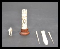 A group of 19th century European and Asian ivory t