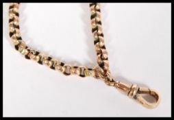 A stamped 9ct gold longard chain witch a spring clasp. Stamped 9 to the spring clasp. Length 55
