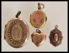 A collection of 19th Century Victorian gold and yellow metal jewellery to include a stamped 9ct gold