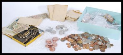 A collection of coins mostly dating from the 20th Century to include half crowns, Six Pences,