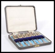 A cased set of six silver hallmarked teaspoons, the teaspoons with assay marks for Sheffield, date