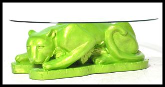 1960'S RETRO VINTAGE FIBREGLASS AND GLASS PANTHER COFFEE TABLE