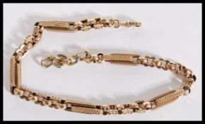 A 19th Century Victorian hallmarked 9ct gold fancy pocket watch Albert chain having diamond cut