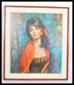 A 20th century Louis Shabner vintage framed print on board retro portrait circa 1960's of