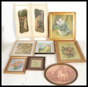 A selection of floral paintings and prints to include paintings by Ian Cryer including a still