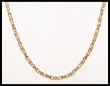 A 9ct gold fancy link necklace chain with a lobster clasp.Total weight 12.3g. 61cm long.