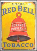 A contemporary recreation of a enamel advertising sign for Red Bell Tabaco, the sign hand painted on