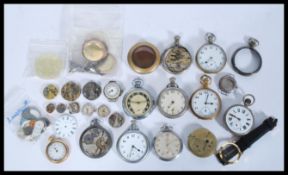 A selection of pocket watch and wrist watch parts to include a selection of wrist watch movements