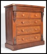 A Victorian 19th century Scottish mahogany chest of drawers. Raised on a plinth base with 2 short