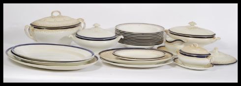 An extensive Hancock & Sons blue and white dinner service ' Corona ware ' to include dinner