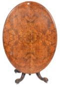 19TH CENTURY HIGH VICTORIAN FIGURED WALNUT TILT TOP LOO TABLE