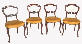 4 VICTORIAN 19TH CENTURY MAHOGANY BALLOON BACK DINING CHAIRS