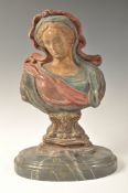 19TH CENTURY PAPIER MACHE STUDY SCULPTURE OF MARY SET ON PLINTH