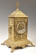 A 19TH CENTURY FRENCH BRASS & ENAMEL ORNATE MANTEL CLOCK