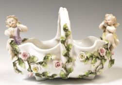 19TH CENTURY GERMAN SITZENDORF FLORAL ENCRUSTED BON BON BASKET