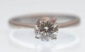 18CT WHITE GOLD LADIES SINGLE STONE DIAMOND RING 90PNTS