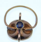 1930'S ART DECO 14CT GOLD SAPPHIRE AND DIAMOND RING