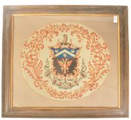 19TH CENTURY GEORGIAN ARMORIAL CREST TAPESTRY