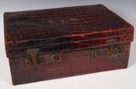 GOOD EARLY 20TH CENTURY CROCODILE SKIN GENTLEMAN'S SUITCASE