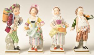 COLLECTION OF 4 19TH CENTURY SITZENDORF PORCELAIN FIGURINES