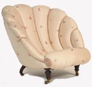 VICTORIAN 19TH CENTURY CLAM SHELL ARMCHAIR - BOUDOIR CHAIR