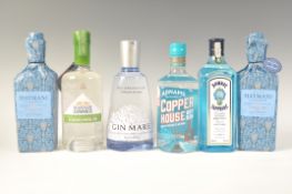 SIX BOTTLES OF VARIOUS GIN